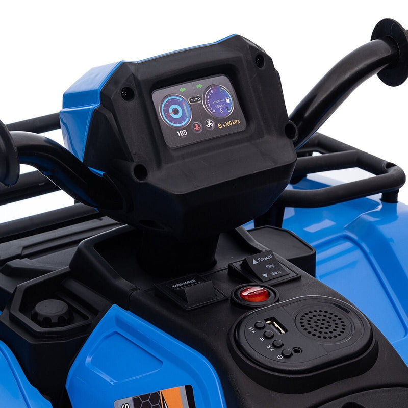 Load image into Gallery viewer, Electric 4-Wheeler Quad for Kids with MP3 &amp; Headlights - 2 Speeds, 12V, Blue
