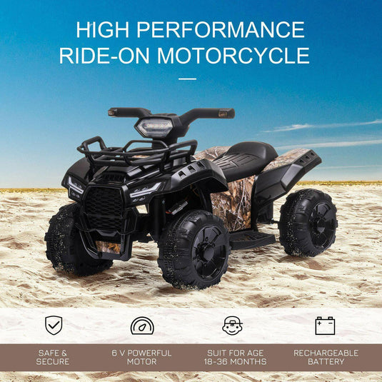 Electric ATV for Kids: 1-Seater Black Ride-On Toy, 6V, 2 MPH, Ages 2-4 Years