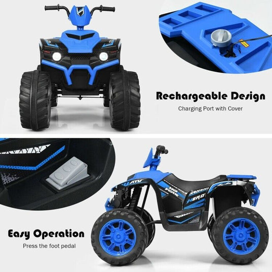 Electric ATV for Kids with LED Lights and Durable Treaded Tires - 12V