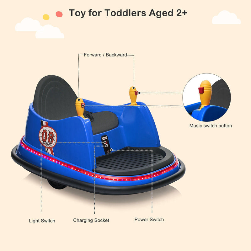 Load image into Gallery viewer, Electric Bumper Car for Kids with Lights, Music, and Parental Control - Pink/Blue
