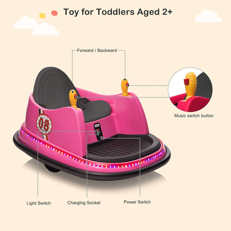 Load image into Gallery viewer, Electric Bumper Car for Kids with Lights, Music, and Parental Control - Pink/Blue
