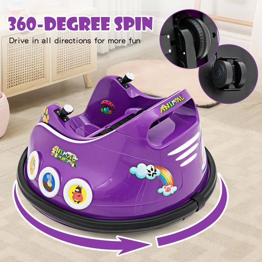 Electric Bumper Car for Kids with Remote Control, LED Lights, and Music