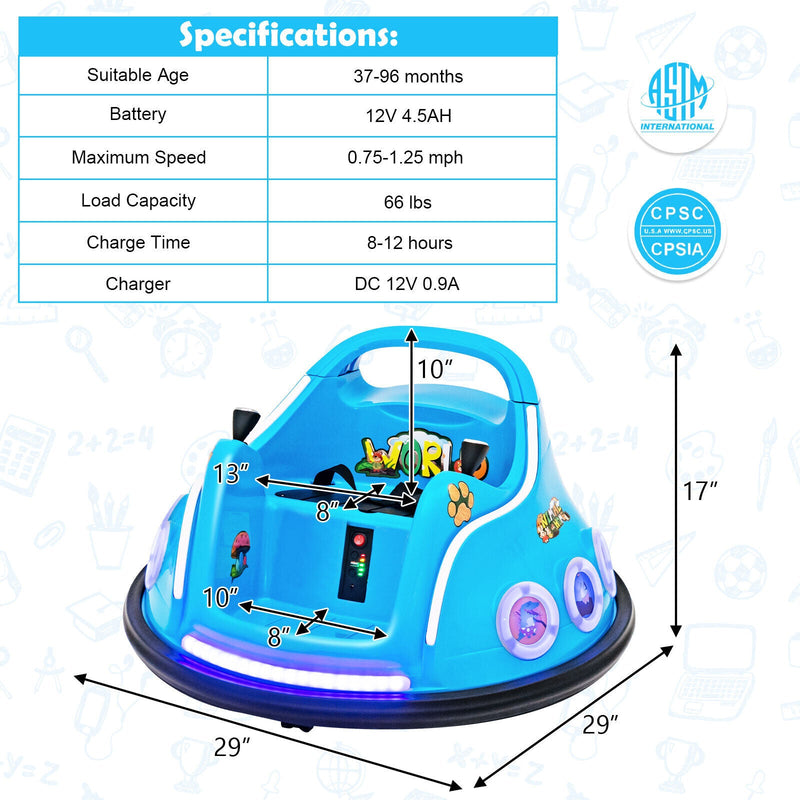 Load image into Gallery viewer, Electric Bumper Car for Kids with Remote Control, LED Lights, and Music - Navy
