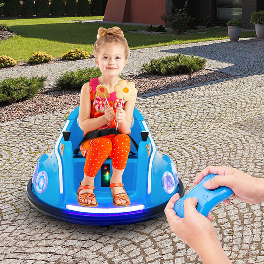 Electric Bumper Car for Kids with Remote Control, LED Lights, and Music - Navy