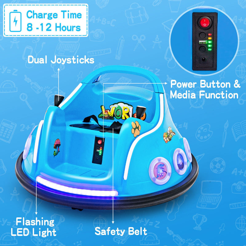 Load image into Gallery viewer, Electric Bumper Car for Kids with Remote Control, LED Lights, and Music - Navy
