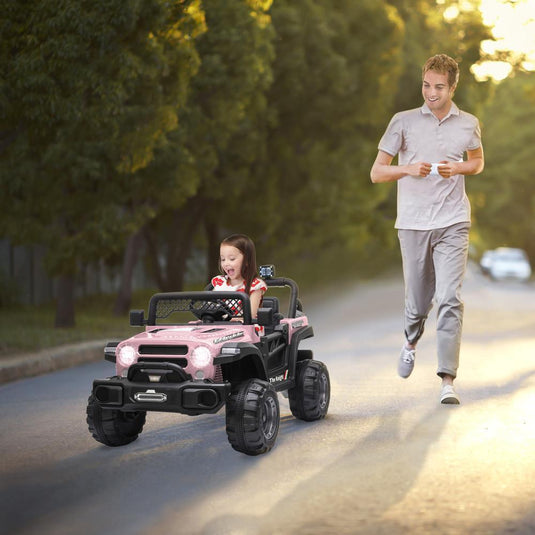 Electric Car with Adjustable Seat Belt and Rechargeable 12V Battery in Pink, with 3 Speed Options