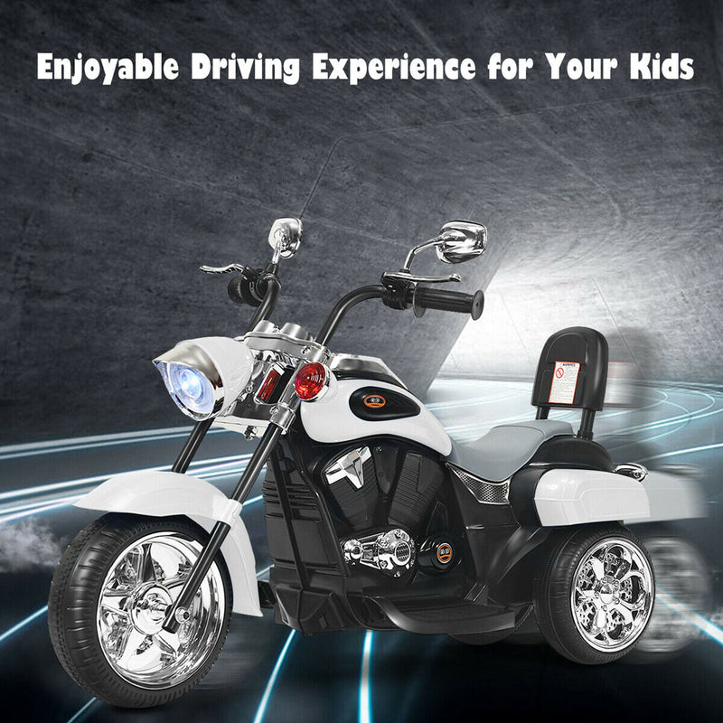 Load image into Gallery viewer, Electric Chopper Motorcycle for Kids with Headlight and 3 Wheels - White
