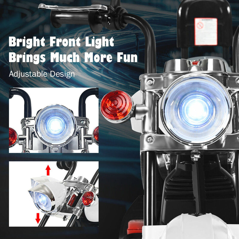 Load image into Gallery viewer, Electric Chopper Motorcycle for Kids with Headlight and 3 Wheels - White
