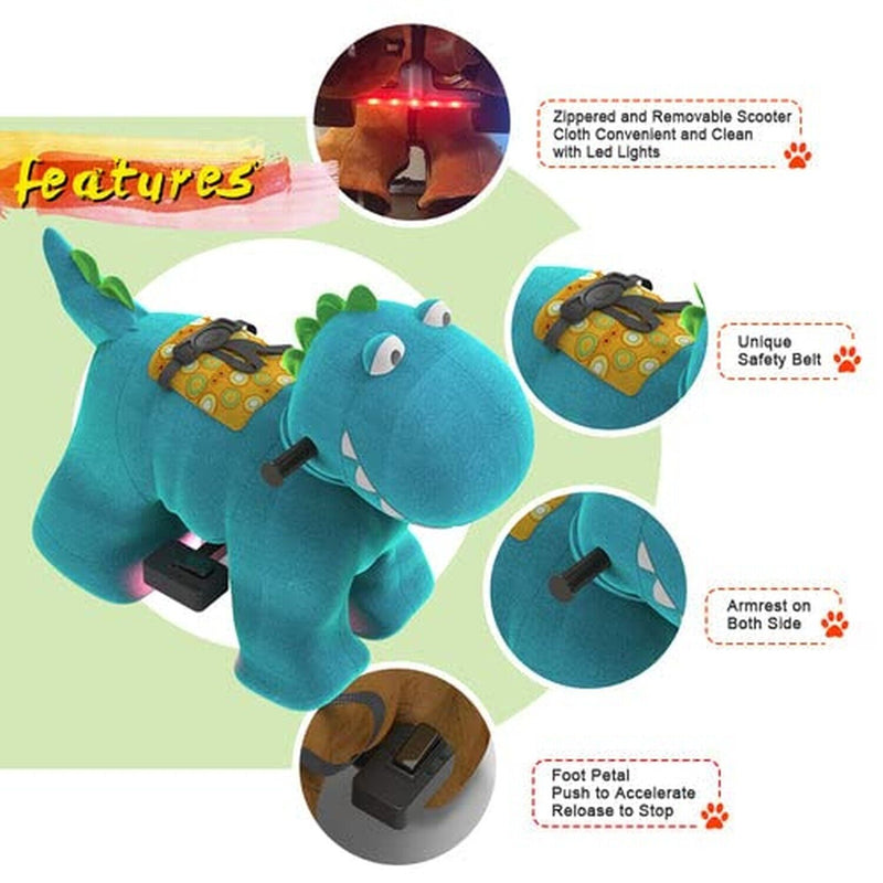 Load image into Gallery viewer, Electric Dinosaur Ride-On Toy with 6V Power and Wheeled Design
