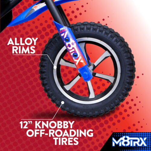 Load image into Gallery viewer, Electric Dirt Bike for Kids and Teens - 24V Ride on Toy Motorcycle in Red/Blue
