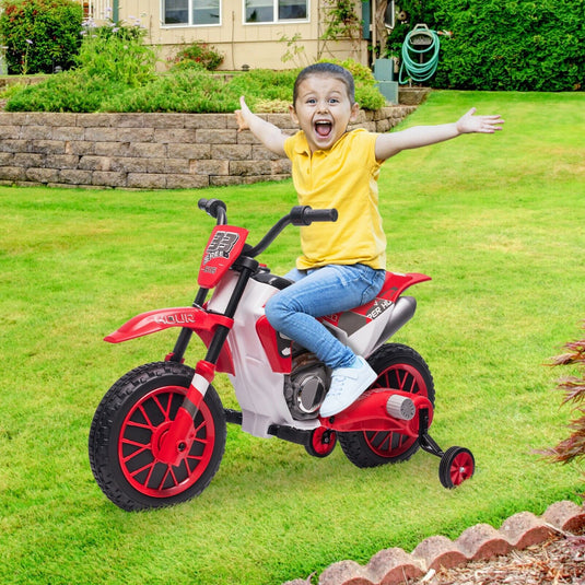 Electric Dirt Bike for Kids with Training Wheels - 12V Off-Road Ride-On Toy