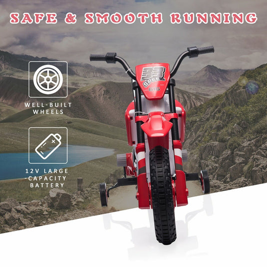 Electric Dirt Bike for Kids with Training Wheels - 12V Off-Road Ride-On Toy