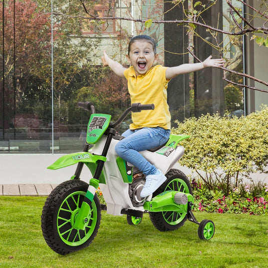 Electric Dirt Bike for Kids with Training Wheels - 12V Off-Road Ride-On Toy