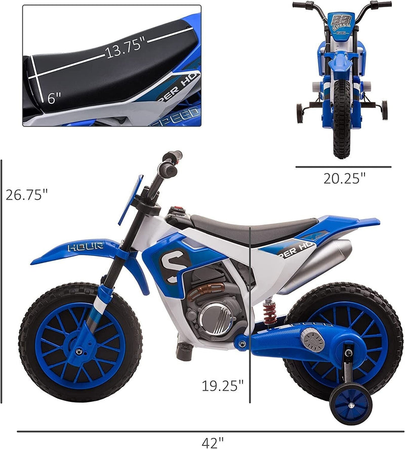 Load image into Gallery viewer, Electric Dirt Bike for Kids with Training Wheels and Rechargeable Battery - Blue
