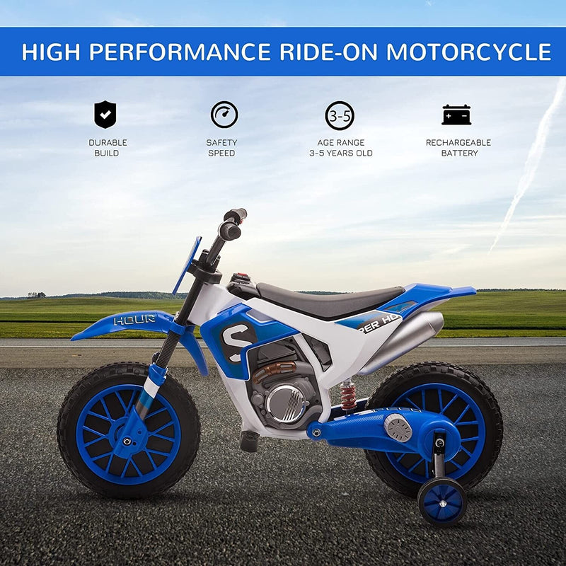 Load image into Gallery viewer, Electric Dirt Bike for Kids with Training Wheels and Rechargeable Battery - Blue

