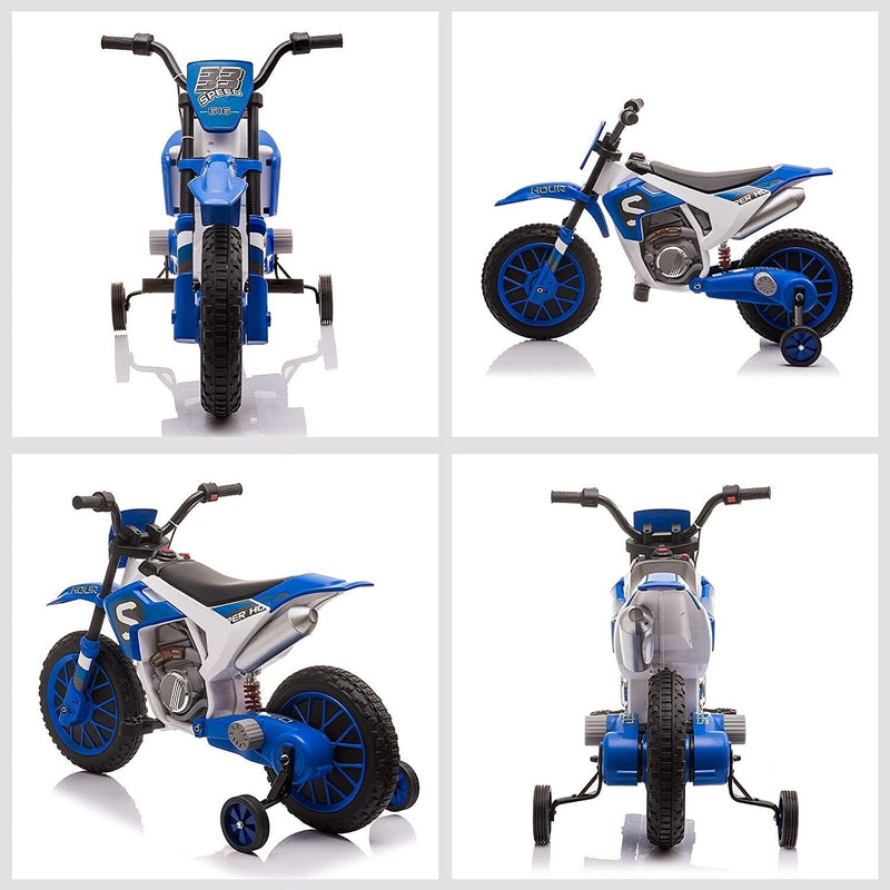 Load image into Gallery viewer, Electric Dirt Bike for Kids with Training Wheels and Rechargeable Battery - Blue
