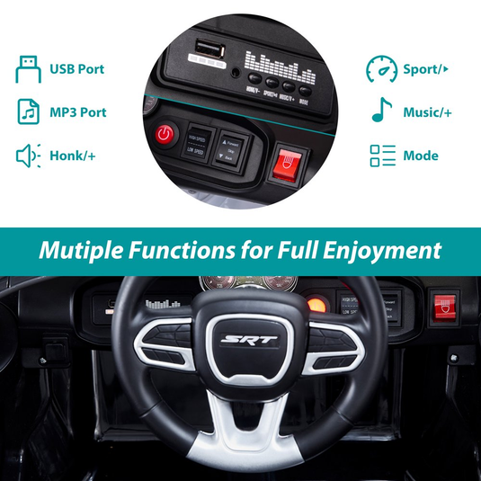 Electric Dodge Charger 12V Ride-On Car with Remote Control for Kids Ages 3-5