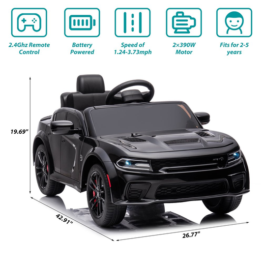 Electric Dodge Charger 12V Ride-On Car with Remote Control for Kids Ages 3-5