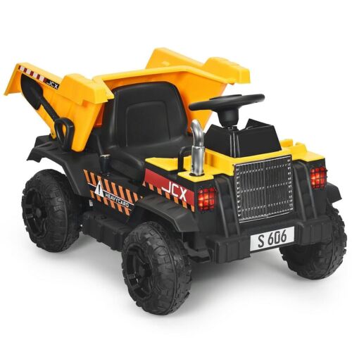 Load image into Gallery viewer, Electric Dump Truck Ride-On Toy for Kids - 12V Battery Powered with Yellow Bucket and Dump Bed
