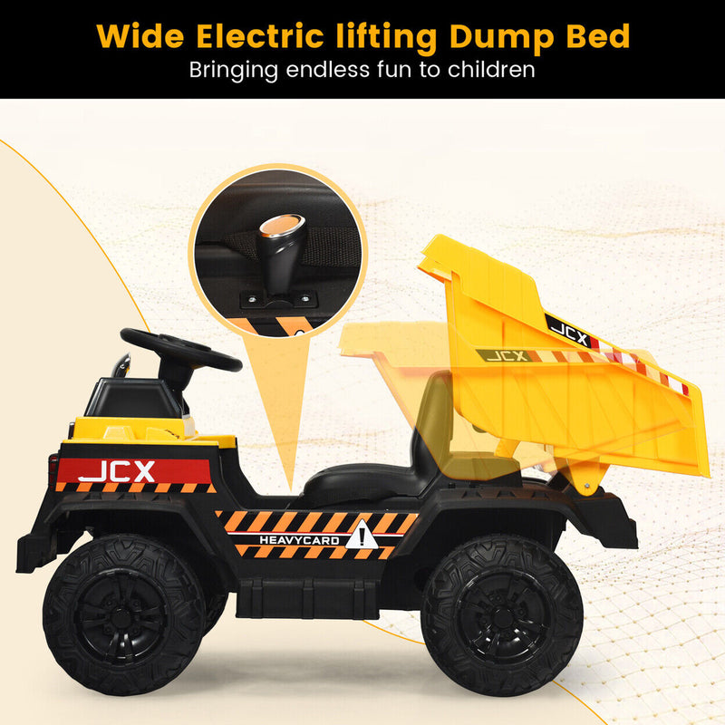 Load image into Gallery viewer, Electric Dump Truck Ride-On Toy with Remote Control and Working Bucket - 12V Construction Tractor for Kids
