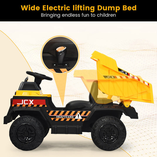 Electric Dump Truck Ride-On Toy with Remote Control and Working Bucket - 12V Construction Tractor for Kids