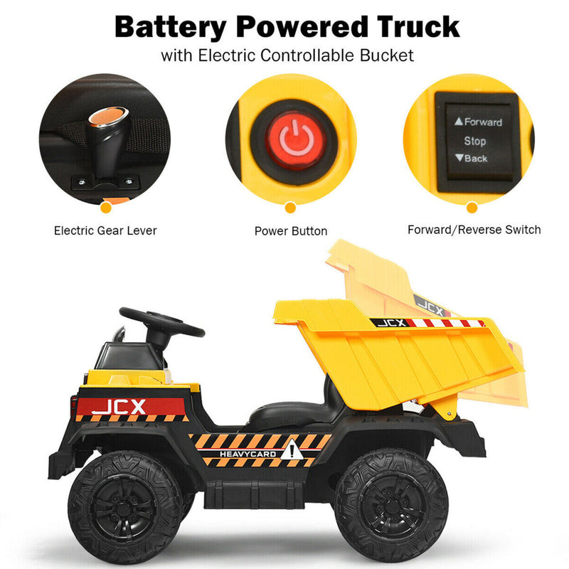 Load image into Gallery viewer, Electric Dump Truck Ride-On Toy with Remote Control and Working Bucket - 12V Construction Tractor for Kids
