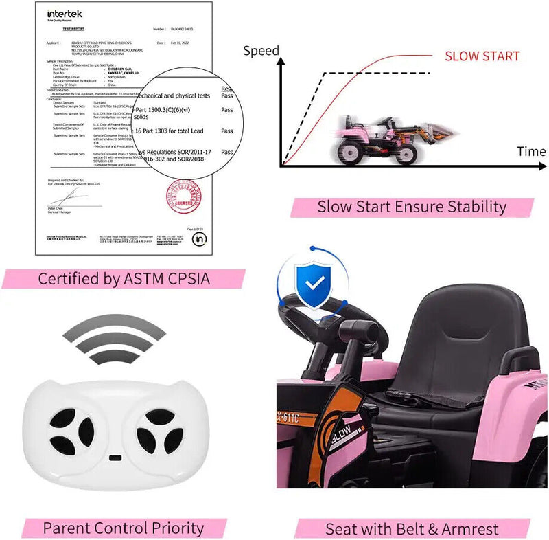 Load image into Gallery viewer, 12V Battery-Powered Kids Excavator Ride-On Toy with Music and Headlights - Perfect Xmas Gift!

