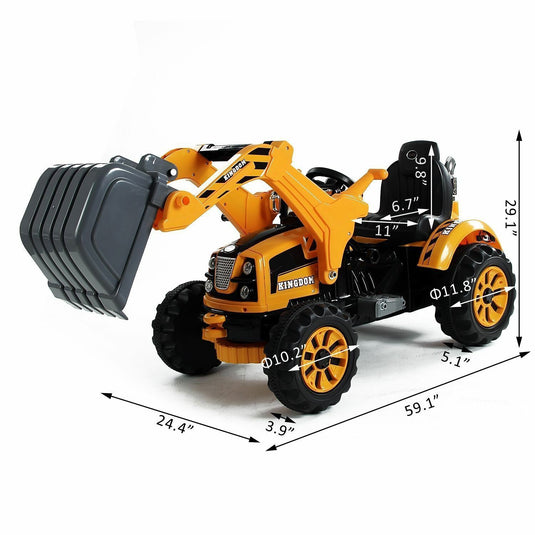Electric Excavator Digger Ride-On Toy for Kids - 6V Battery Powered Outdoor Play Vehicle