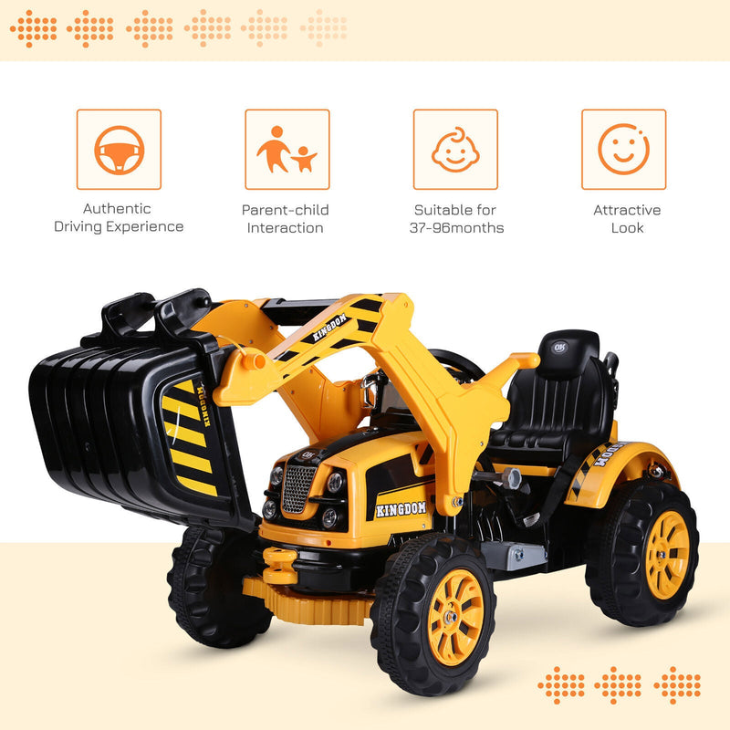Load image into Gallery viewer, Electric Excavator Digger Ride-On Toy for Kids - 6V Battery Powered Outdoor Play Vehicle

