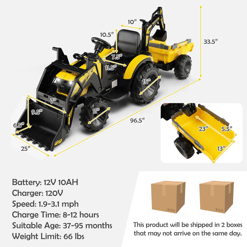 Load image into Gallery viewer, Electric Excavator Ride-On Toy for Kids with 12V Battery and 2 Modes
