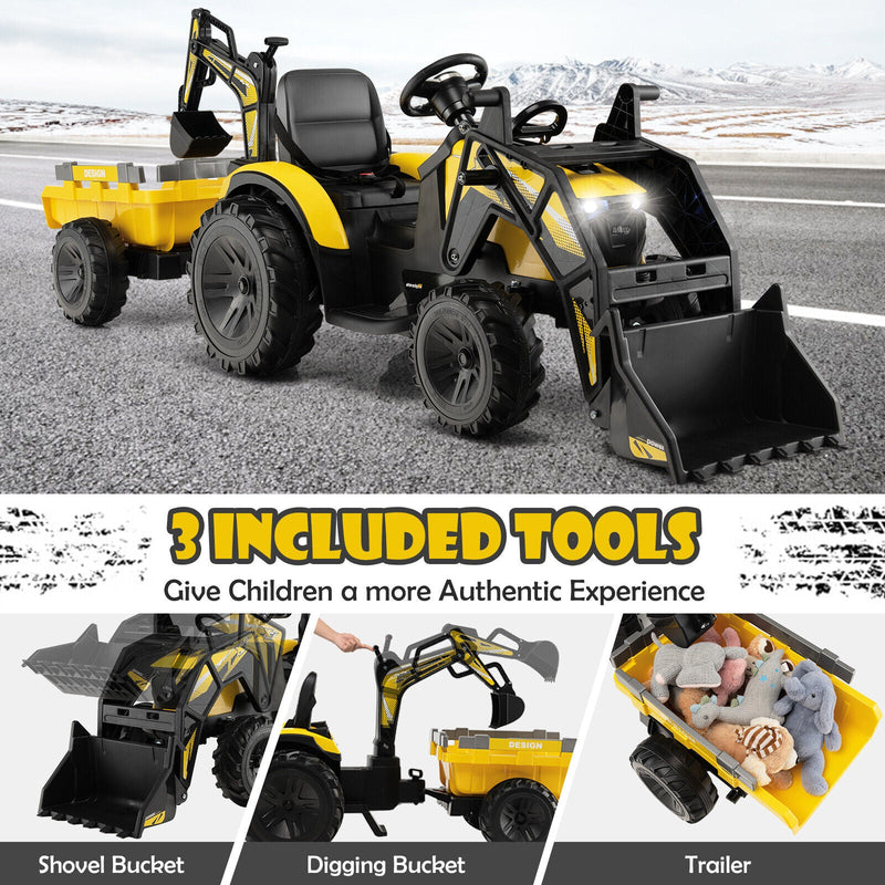 Load image into Gallery viewer, Electric Excavator Ride-On Toy for Kids with 12V Battery and 2 Modes
