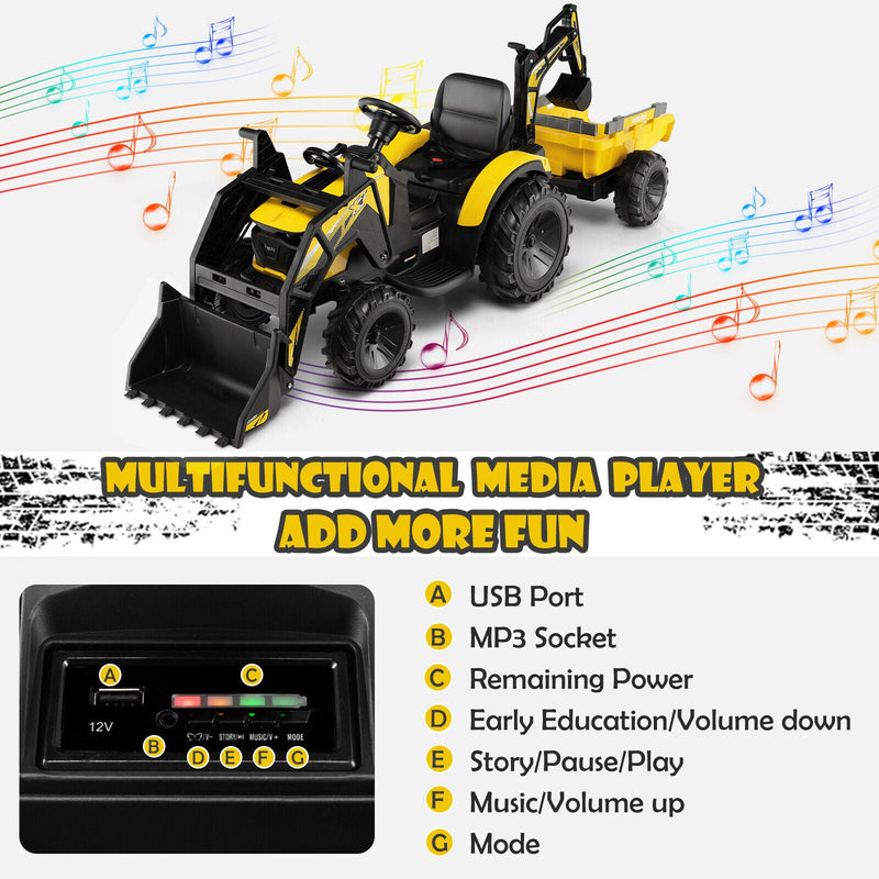 Load image into Gallery viewer, Electric Excavator Ride-On Toy for Kids with 12V Battery and 2 Modes
