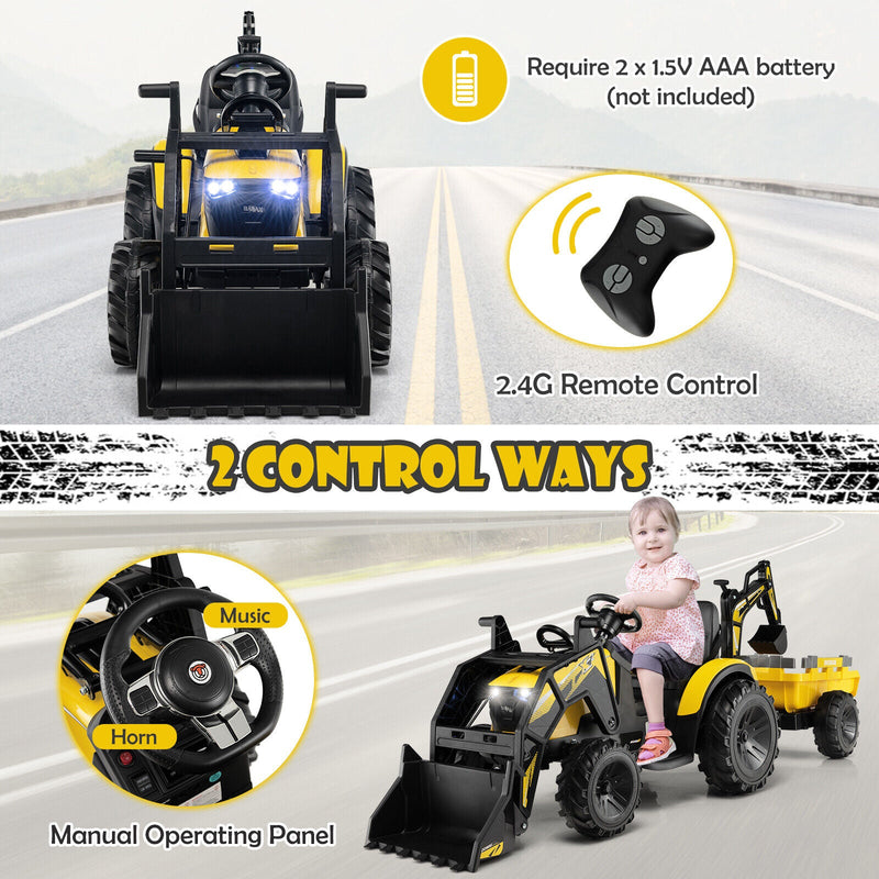 Load image into Gallery viewer, Electric Excavator Ride-On Toy for Kids with 12V Battery and 2 Modes
