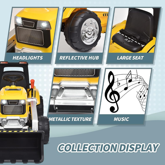 Electric Excavator Tractor Ride-On Car for Kids - 12V Battery Powered Motorized Vehicle