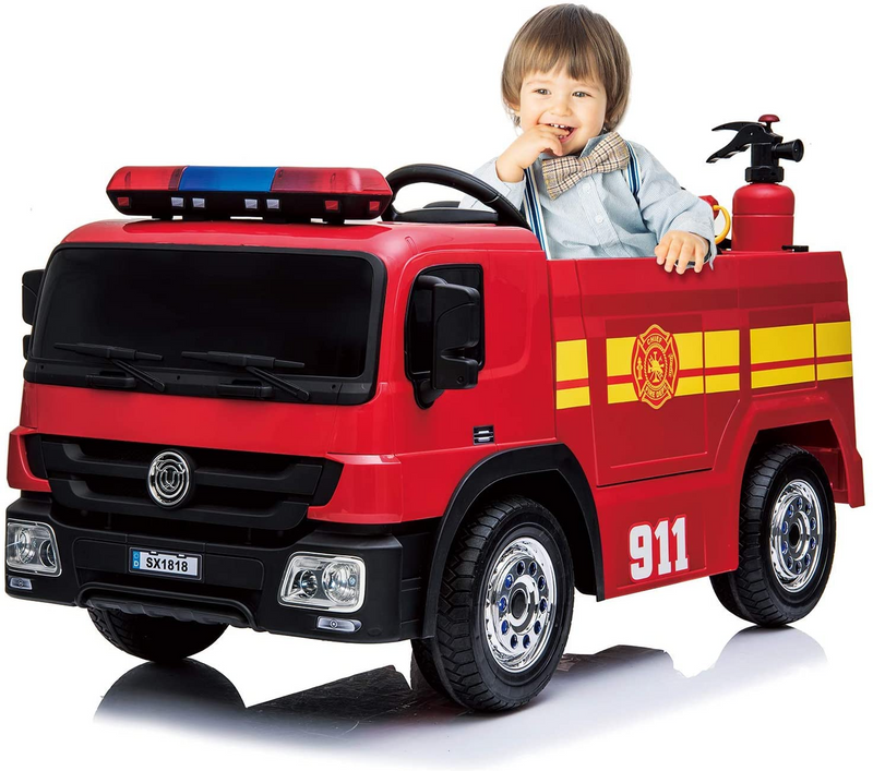Load image into Gallery viewer, Electric Fire Truck Ride-On for Kids with Remote Control Motorized Power
