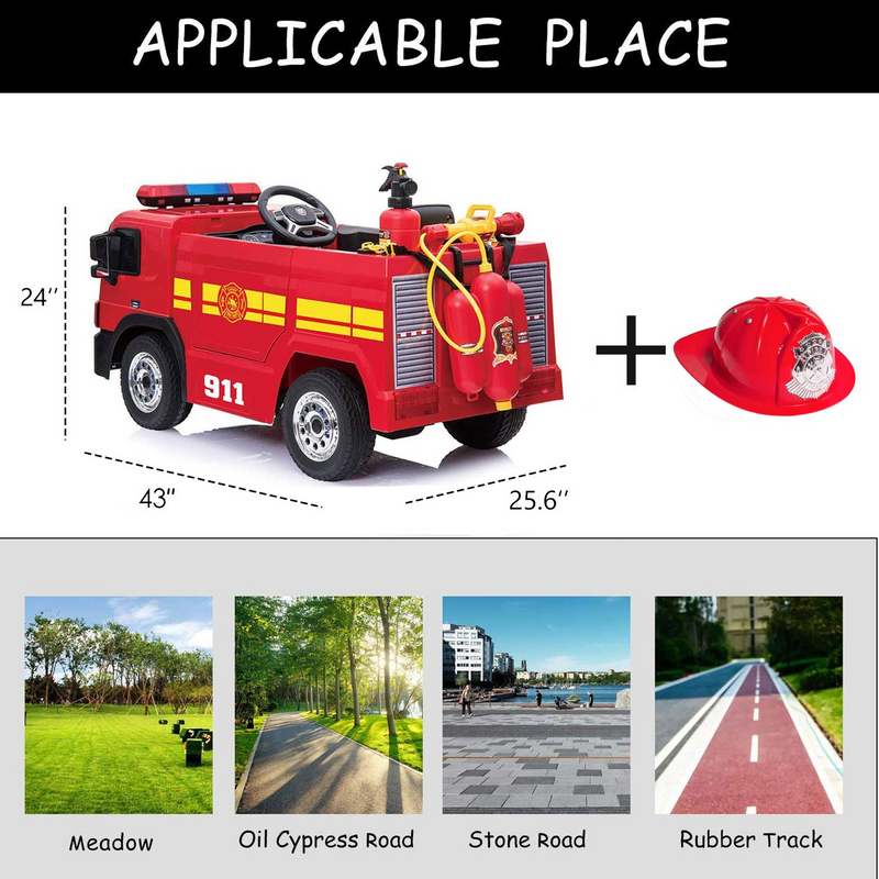 Load image into Gallery viewer, Electric Fire Truck Ride-On for Kids with Remote Control Motorized Power
