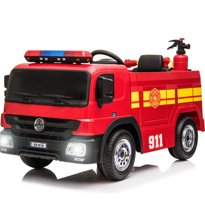 Load image into Gallery viewer, Electric Fire Truck Ride-On Toy for Kids with Remote Control, LED Lights, and MP3 Player - 12V
