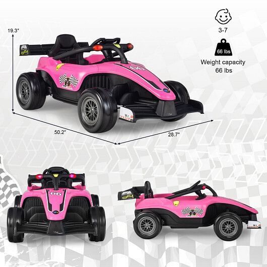 Electric Formula Racing Car for Kids with Remote Control - Pink (12V)