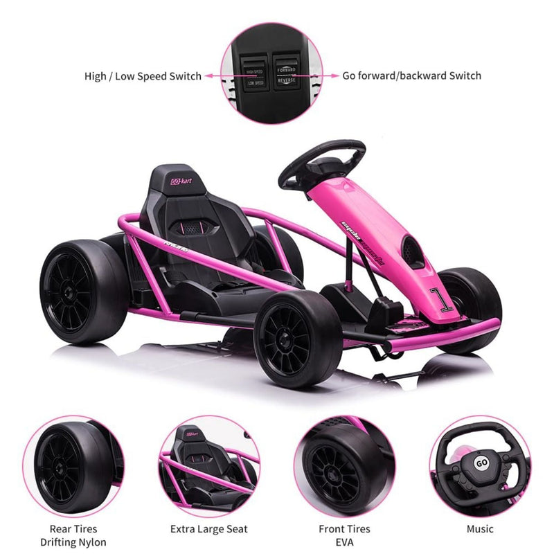 Load image into Gallery viewer, Electric Go Kart for Kids 8-12 Years - 300W*2 Motors, Music, 175LBS Capacity
