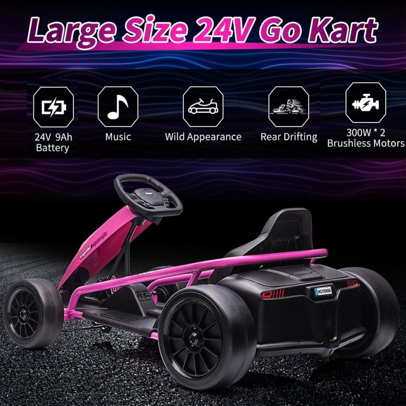 Load image into Gallery viewer, Electric Go Kart for Kids 8-12 Years - 300W*2 Motors, Music, 175LBS Capacity
