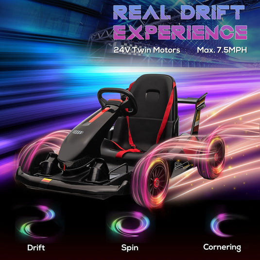Electric Go Kart for Kids Ages 6-12 with Remote Control and Music Horn