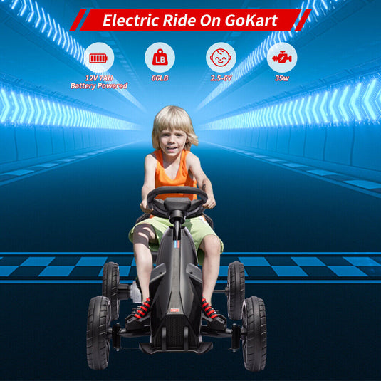 Electric Go Kart for Kids with 2 Speeds and EVA Wheels - 12V Battery Powered Ride On Car
