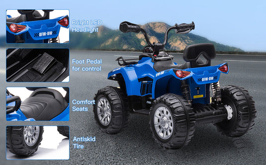 Electric Kids ATV Ride On Car with Music and LED Lights - Black Quad 4-Wheeler for Endless Fun