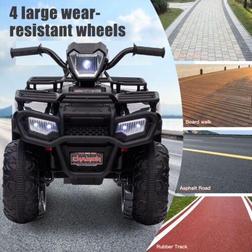 Load image into Gallery viewer, Electric Kids ATV Ride On Car with Music, LED Lights, and USB - Black Quad 4-Wheeler
