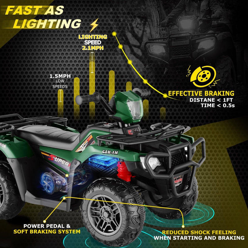 Load image into Gallery viewer, Electric Kids ATV Ride On Car with Music, LED Lights, and USB - Black Quad 4-Wheeler
