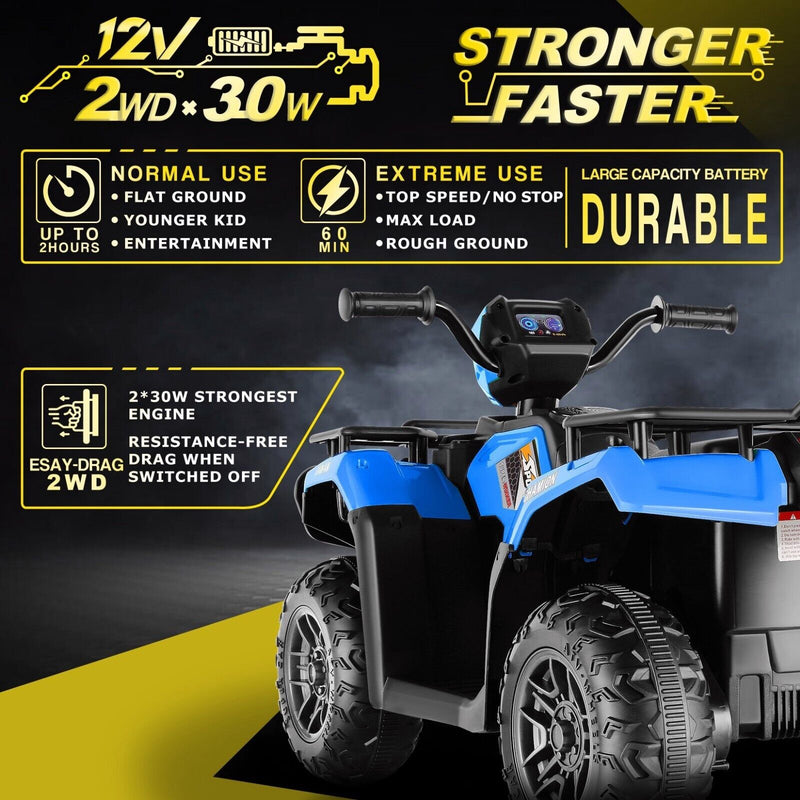 Load image into Gallery viewer, Electric 4-Wheeler Quad for Kids with 12V Battery and 2X30W Motor, USB Compatible
