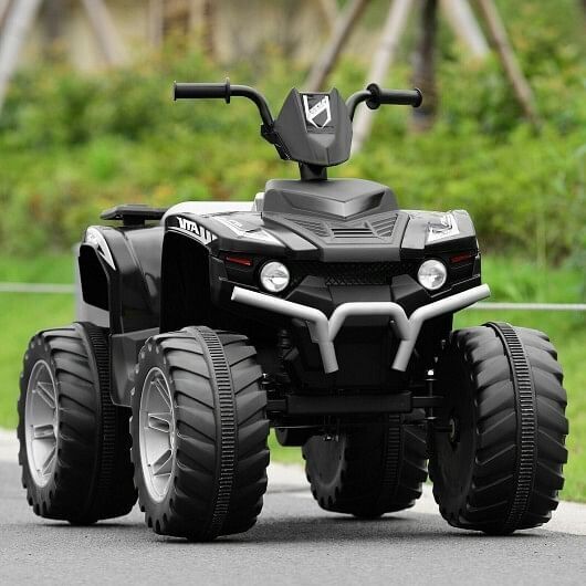 Electric Kids ATV with LED Lights and Treaded Tires - Black