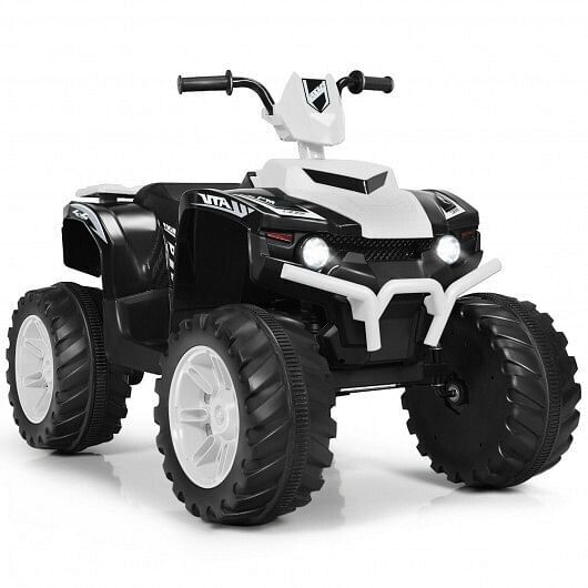 Electric Kids ATV with LED Lights and Treaded Tires - White