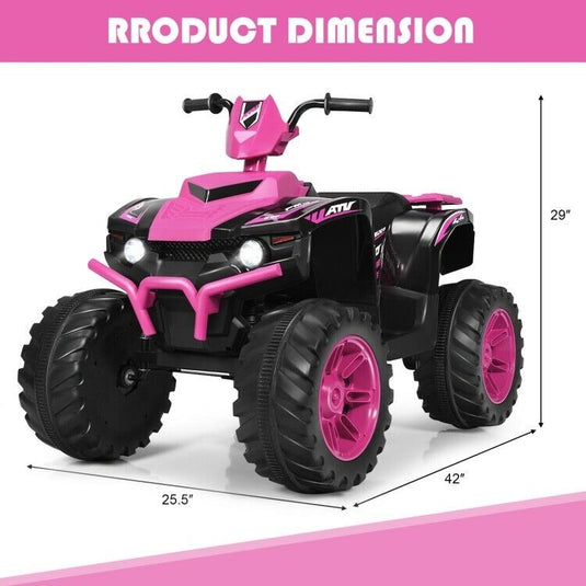 Electric Kids ATV with Manual Drive, LED Lights, and Treaded Tires - Fun Vehicle Toy for Children