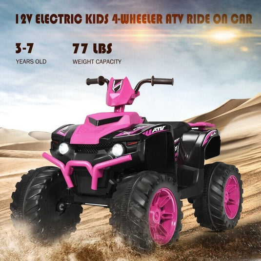 Electric Kids ATV with Manual Drive, LED Lights, and Treaded Tires - Fun Vehicle Toy for Children